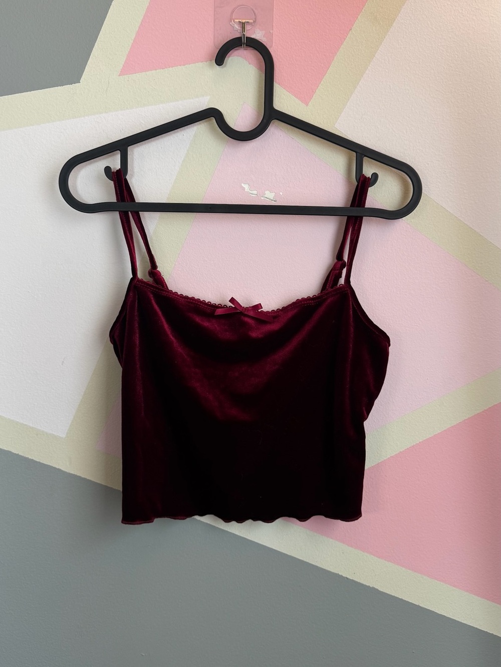 SHEIN Velvet Maroon Crop Top